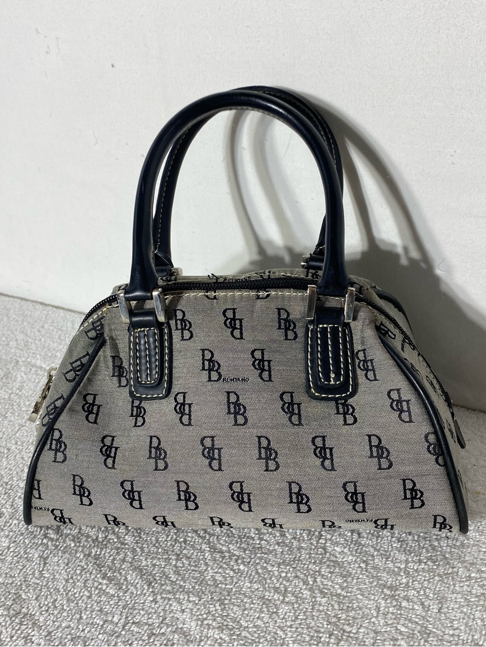 5/$25 Brentano Monogram Canvas Top Handle Mini Bowling Bag Purse
